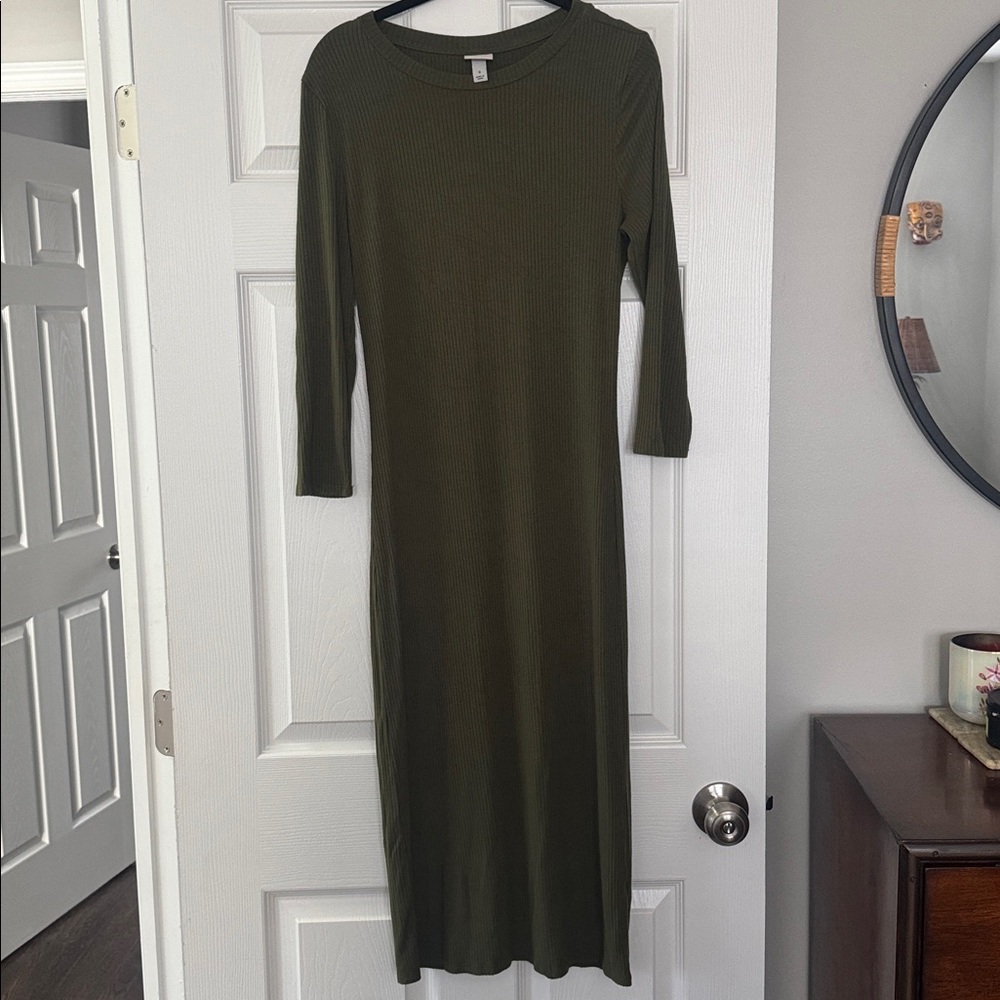 A NEW DAY size SMALL Olive Green MIDI Dress